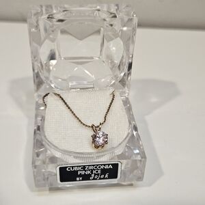 Pink Ice Cubic Zirconia Necklace October Birthstone Women's Jewelry